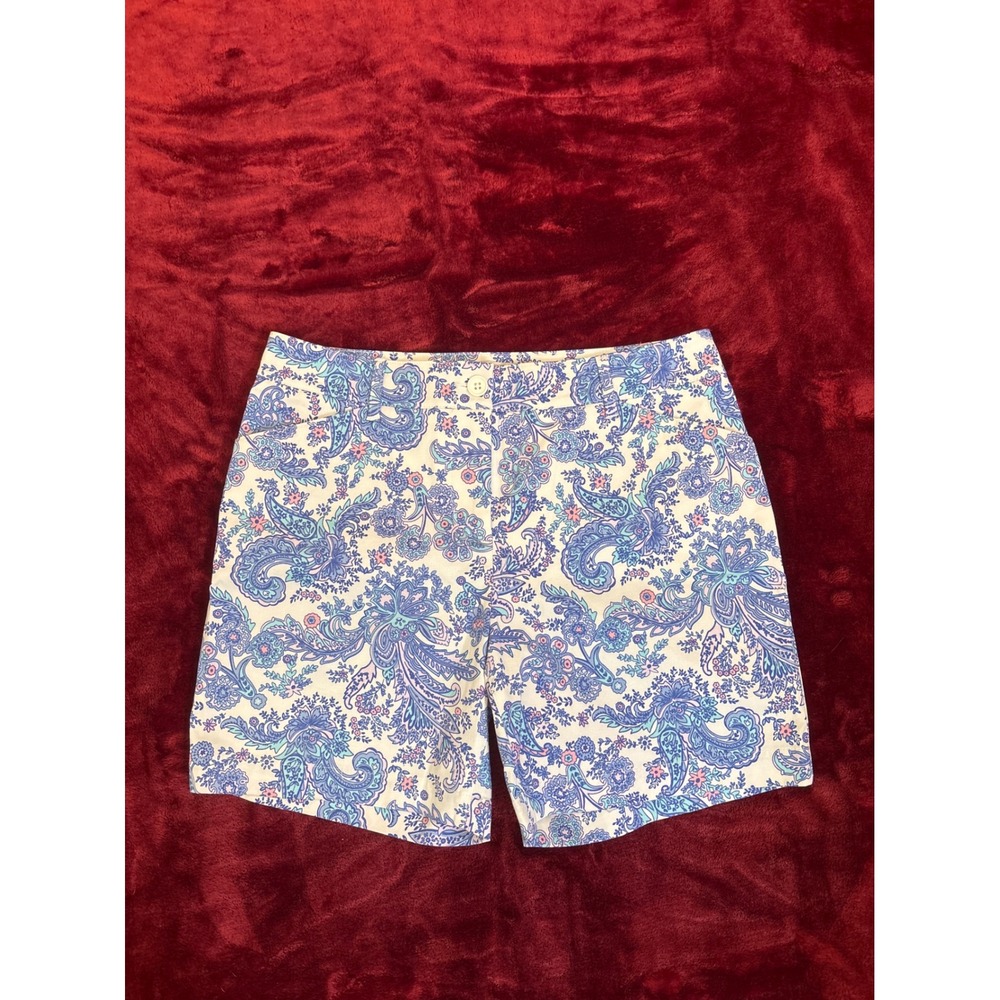 Talbots Petite Blue Pink Paisley Cotton Stretch Shorts Size 6P ID5247 08/22